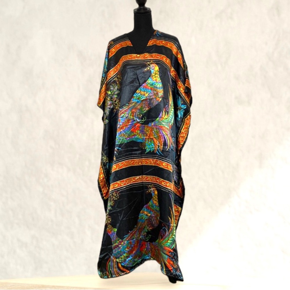 Winlar Peacock Long Bohemian Caftan OS